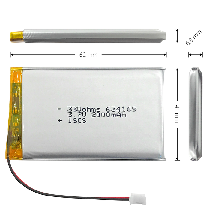 Batería LiPo 3.7v 2000mAh - 330ohms