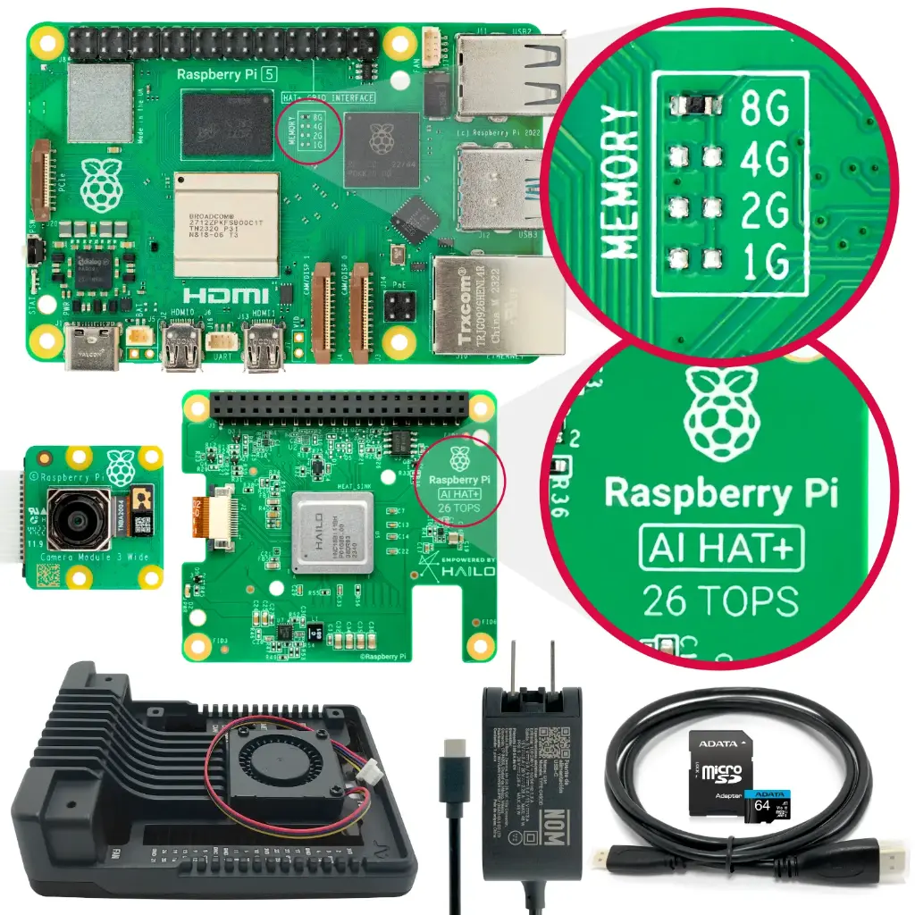 Kit de AI con Raspberry Pi 5 - 8GB, 26TOPS
