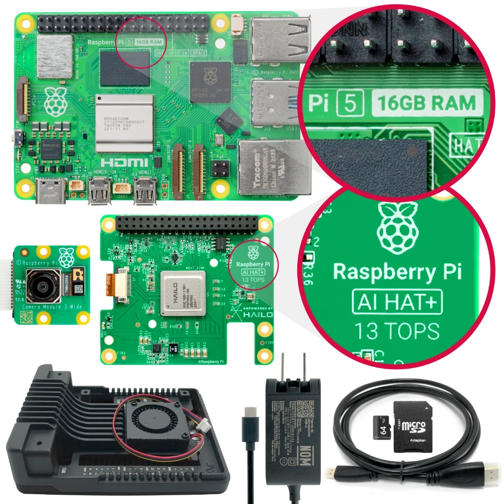 [P3-B0204] Kit de AI con Raspberry Pi 5 - 16GB, 13TOPS