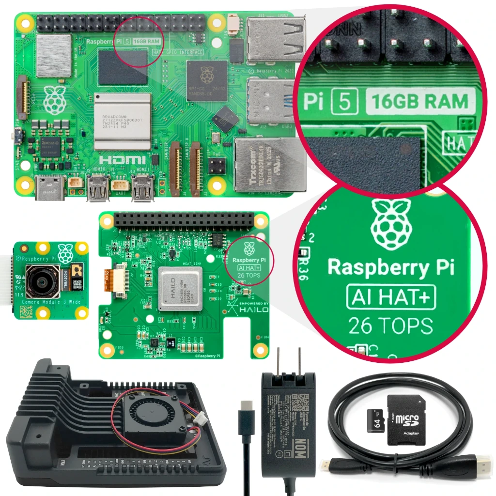 [P3-B0205] Kit de AI con Raspberry Pi 5 - 16GB, 26TOPS