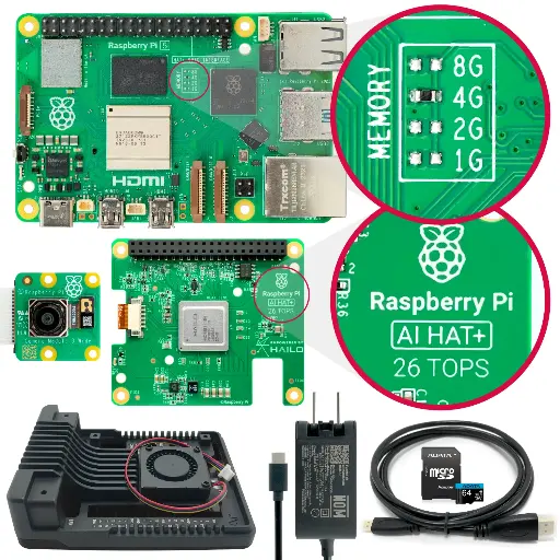 [P3-B0201] Kit de AI con Raspberry Pi 5 - 4GB, 26TOPS