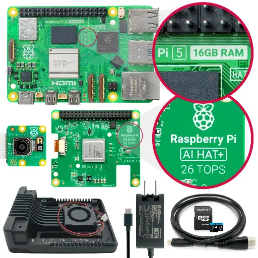 [P3-B0205] Kit de AI con Raspberry Pi 5 - 16GB, 26TOPS