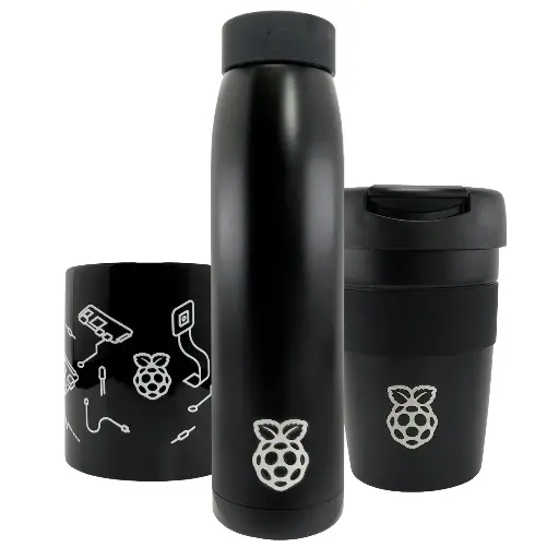 [P3-BO001] Souvenirs Oficiales Raspberry Pi (Termo + Taza de viaje + Taza cerámica)